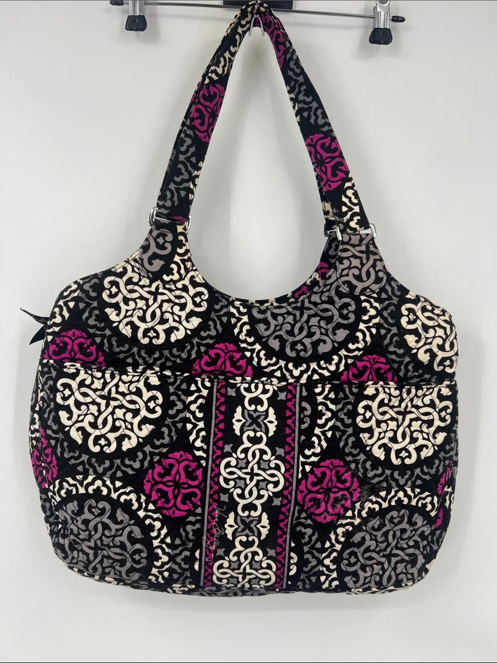Vera Bradley Black Cream & Magenta Quilted Tote